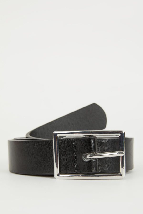 DEFACTO DEFACTO Women's Rectangular Buckle Faux Leather Jean Belt