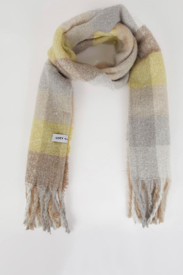 DEFACTO DEFACTO Women's Soft Texture Plaid Patterned Scarf