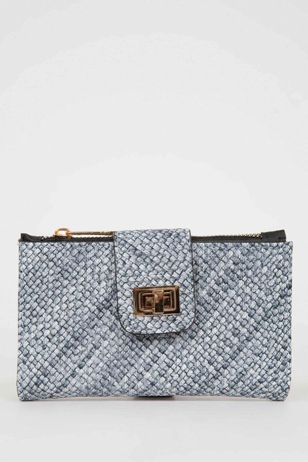 DEFACTO DEFACTO Women's Straw Patterned Buckle Wallet