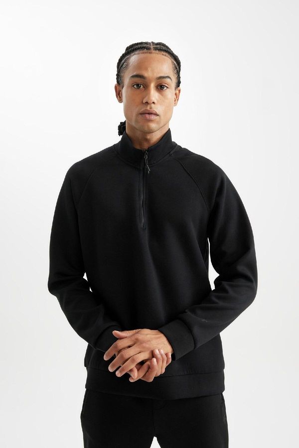 DEFACTO DeFactoFit Standard Fit Stand Collar Half Zippered Sports Sweatshirt