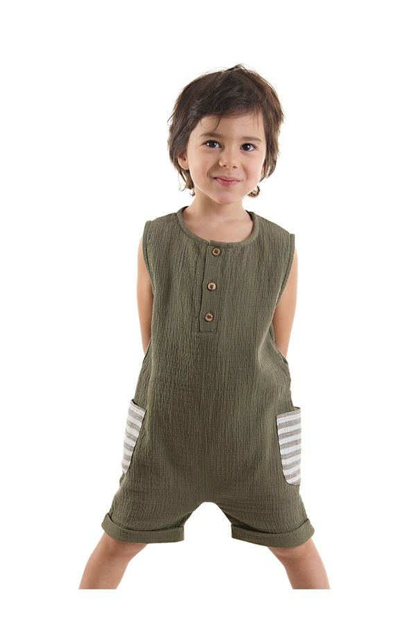 Denokids Denokids Baby Boy Child Green Muslin Overalls