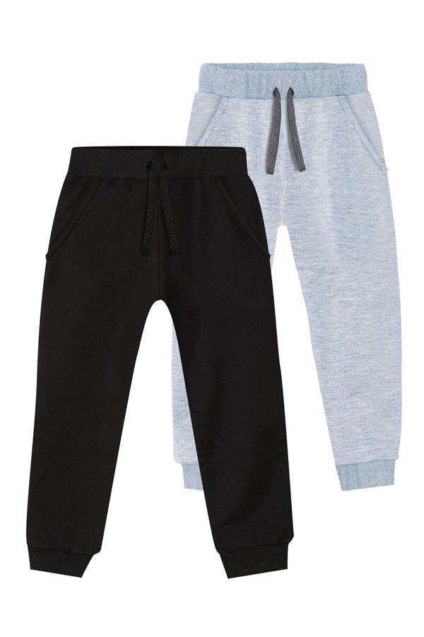 Denokids Denokids Basic Unisex Black-Grey Melange 2-Pack Sweatpants