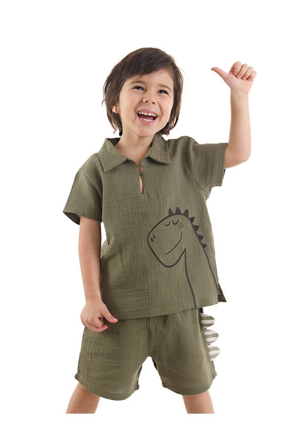 Denokids Denokids Dino Baby Boy Kid Summer Muslin Shorts Shirt Set