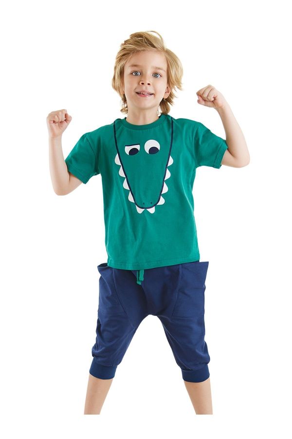 Denokids Denokids Funny Crocodile Boy Summer T-shirt Pocket Capri Shorts Set