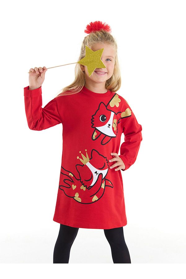 Denokids Denokids Glitter Cat Girl's Red Dress