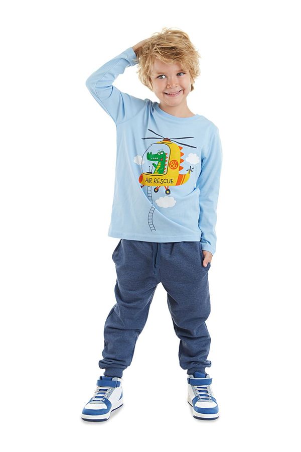 Denokids Denokids Helicopter Boy's Long Sleeve T-shirt Trousers Set