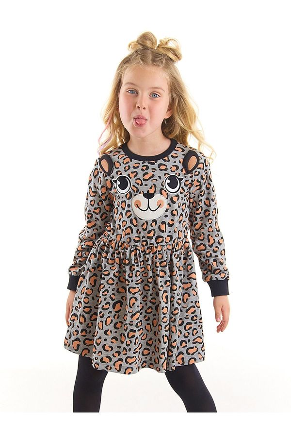 Denokids Denokids Leopard Patterned Gray Girl's Dress