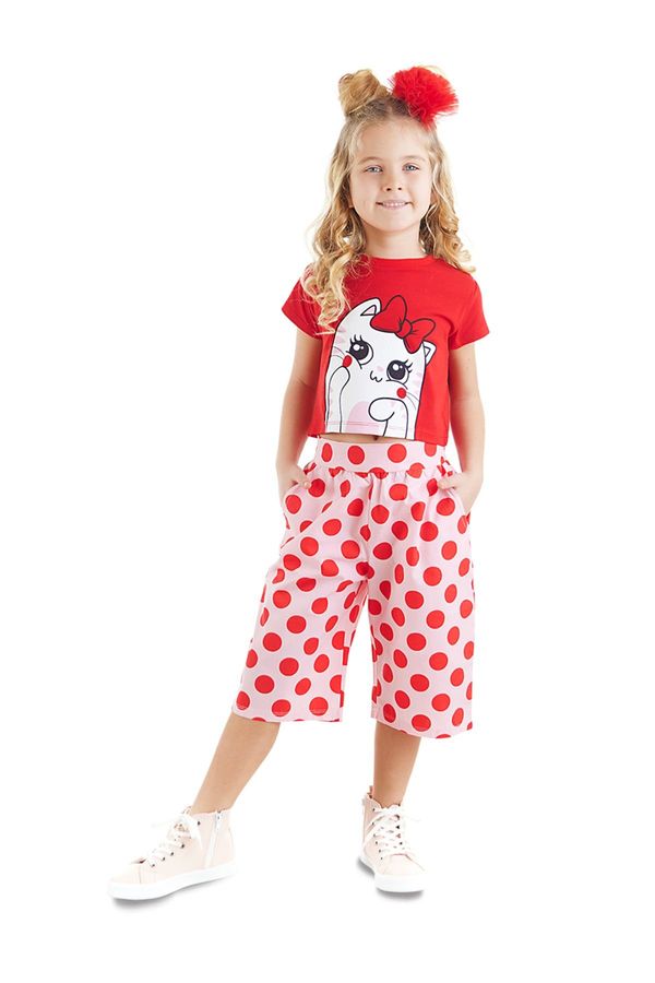 Denokids Denokids Ponchik Cat Girl Kids T-shirt Capri Shorts Set