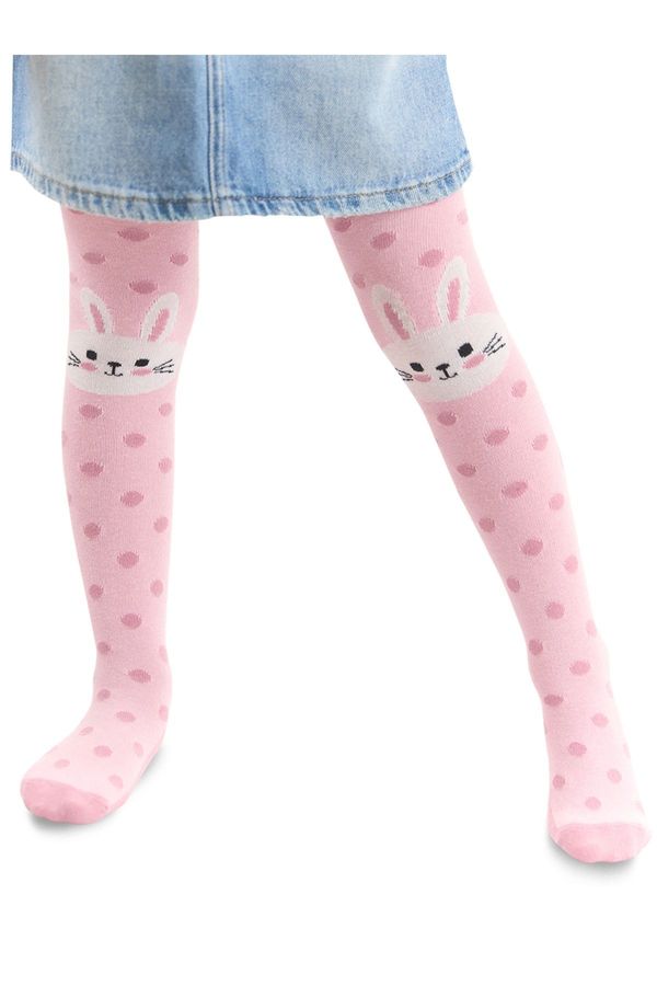 Denokids Denokids Rabbit Girl's Polka Dot Thick Pink Pantyhose