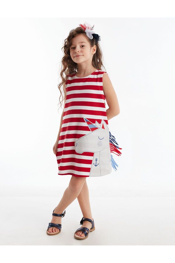 Denokids Denokids Red White Striped Unicorn Girls Sleeveless Summer Dress