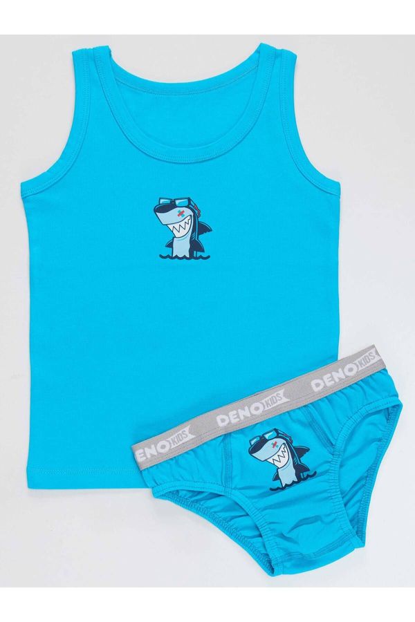 Denokids Denokids Shark Boy Blue Undershirt Slip Set