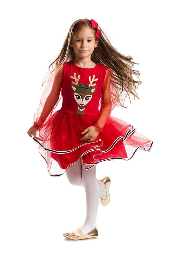 Denokids Denokids Tulle Girl Deer Red Christmas Tutu Dress