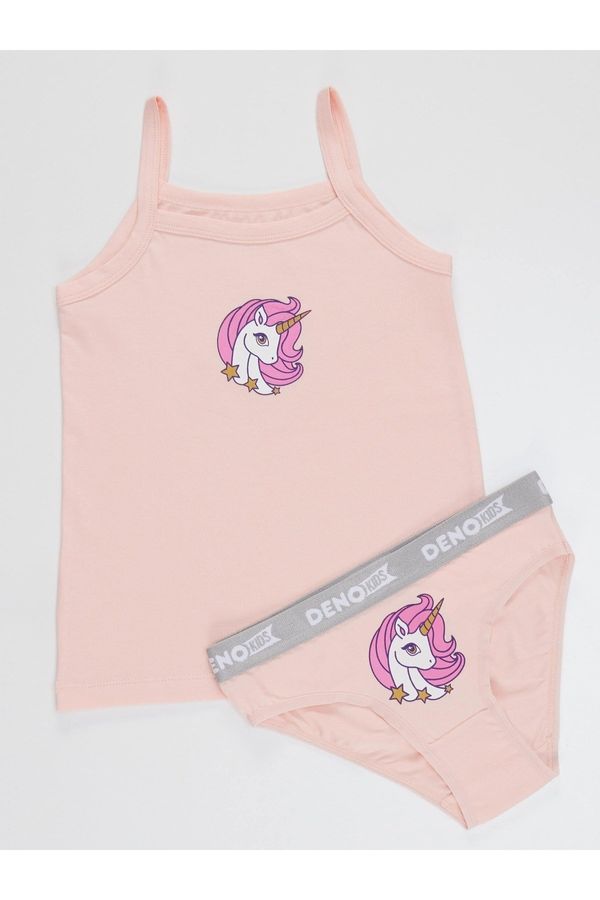 Denokids Denokids Unicorn Girl Child Pink Singlets With Panties Set