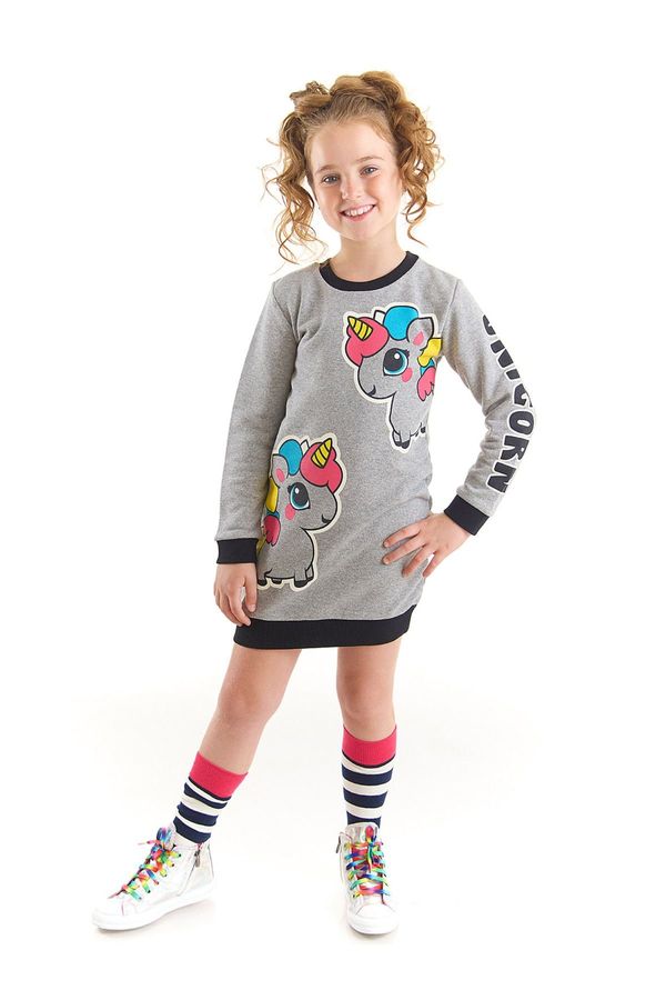 Denokids Denokids Unicorn Girls Gray Sweat Dress