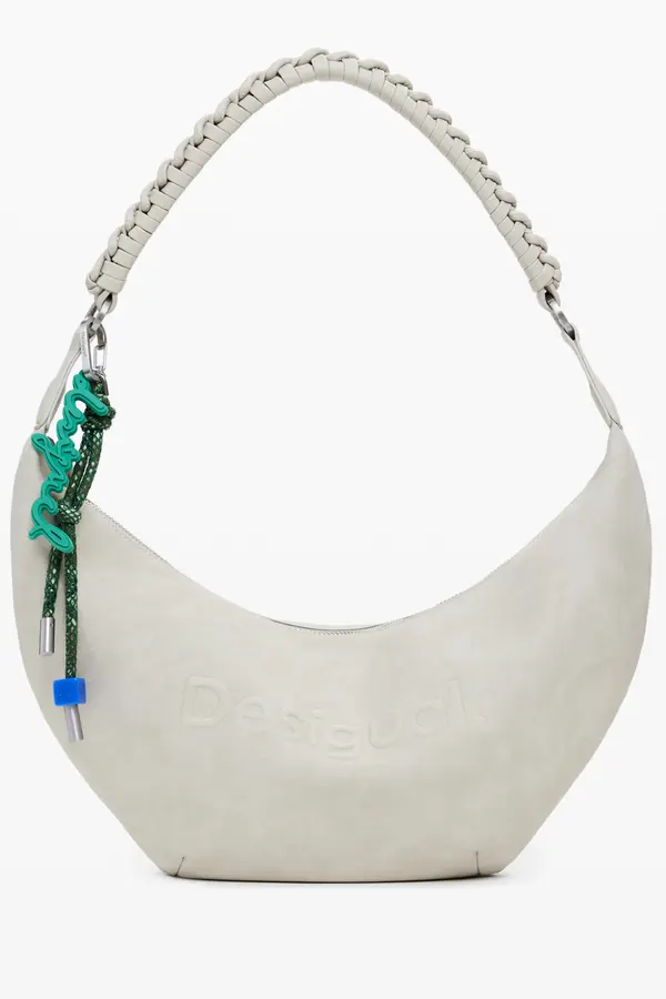 DESIGUAL Desigual bela torbica z okrasnim obeskom