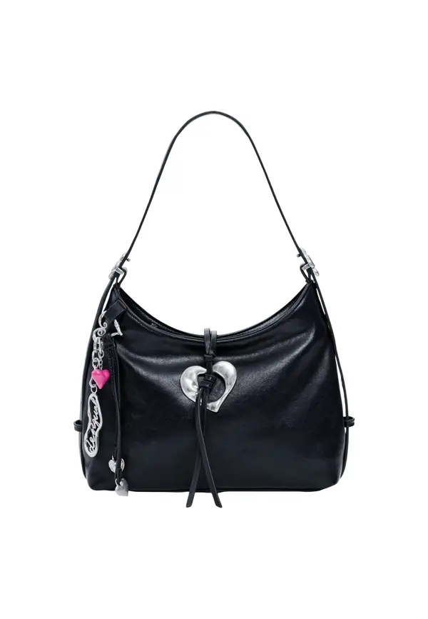 DESIGUAL Desigual črna torbica z obeskom