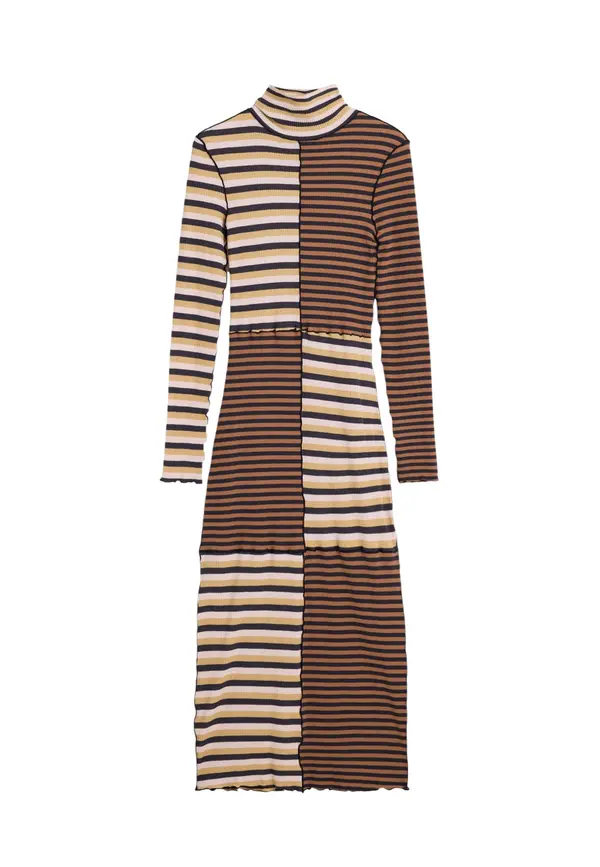 DESIGUAL Desigual črtasta midi obleka