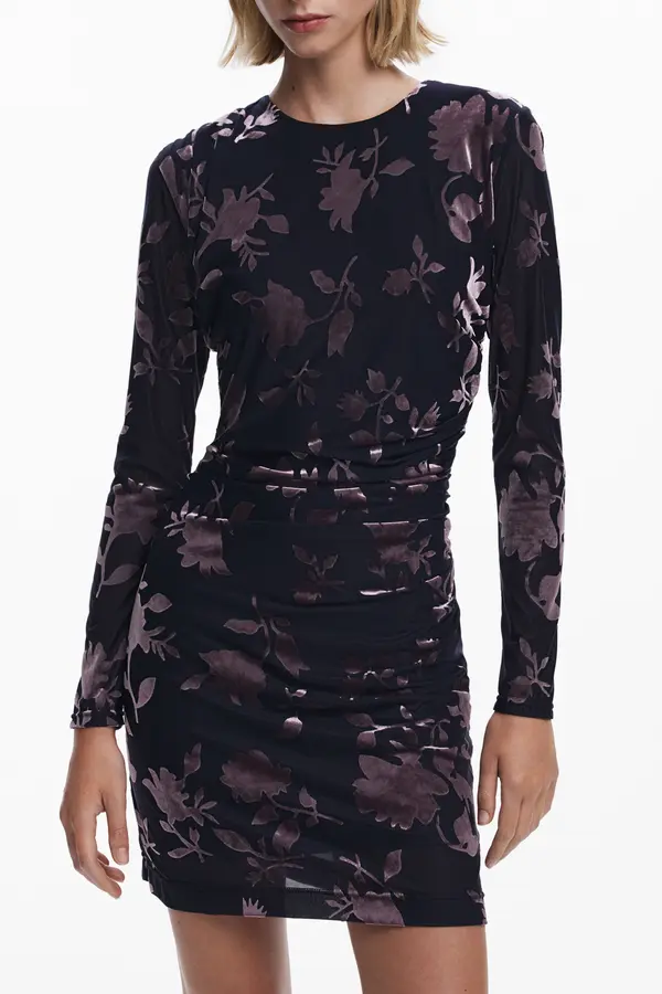 DESIGUAL Desigual kratka vzorčasta obleka