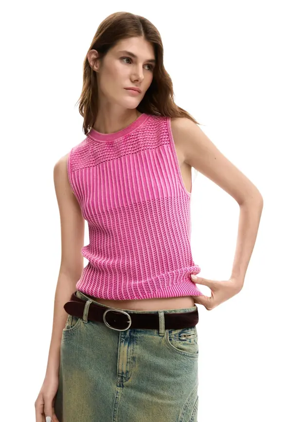 DESIGUAL Desigual roza top brez rokavov