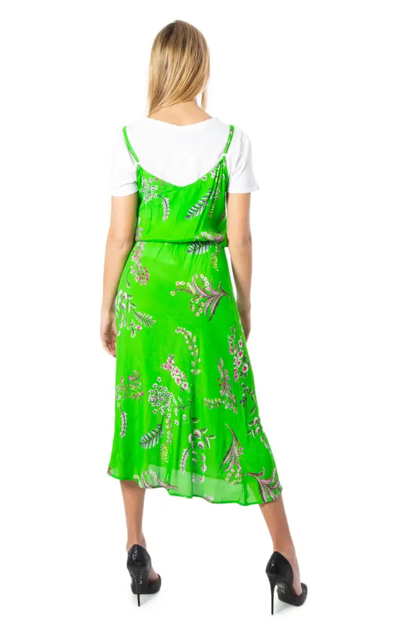 DESIGUAL Desigual zelena maksi obleka s potiskom