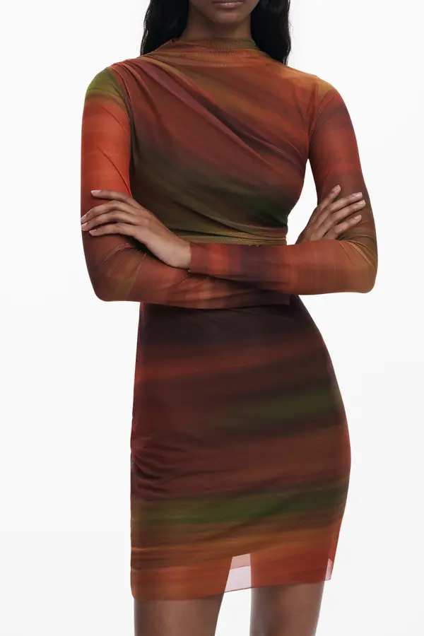 DESIGUAL Desigual ženska kratka obleka oranžne barve