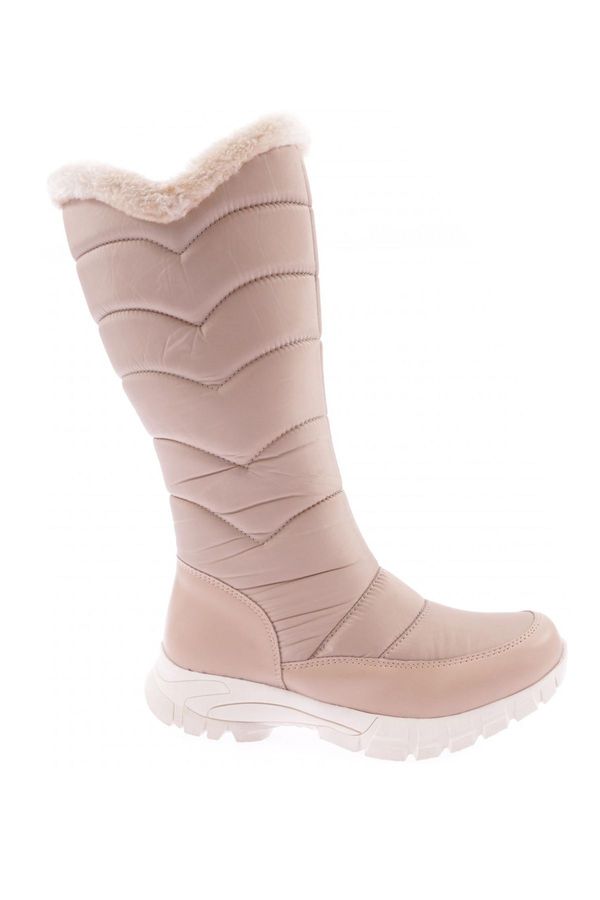 DGN DGN 2052 Women's Furry Zippered Boots Nude