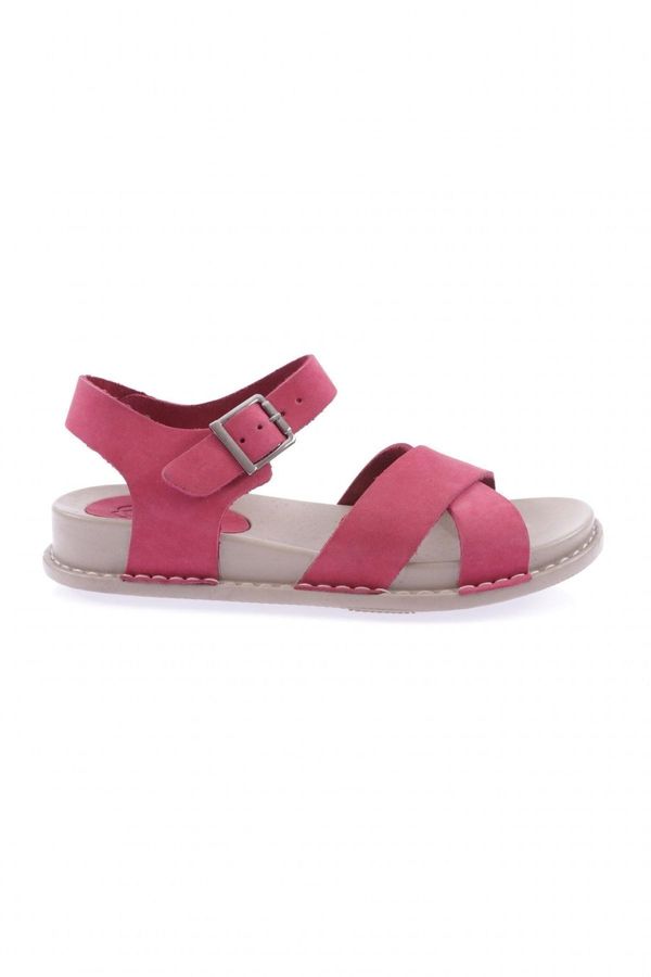 DGN DGN P31-23y Women's Cross Strap Sandals Genuine Leather Fuchsia Nubuck