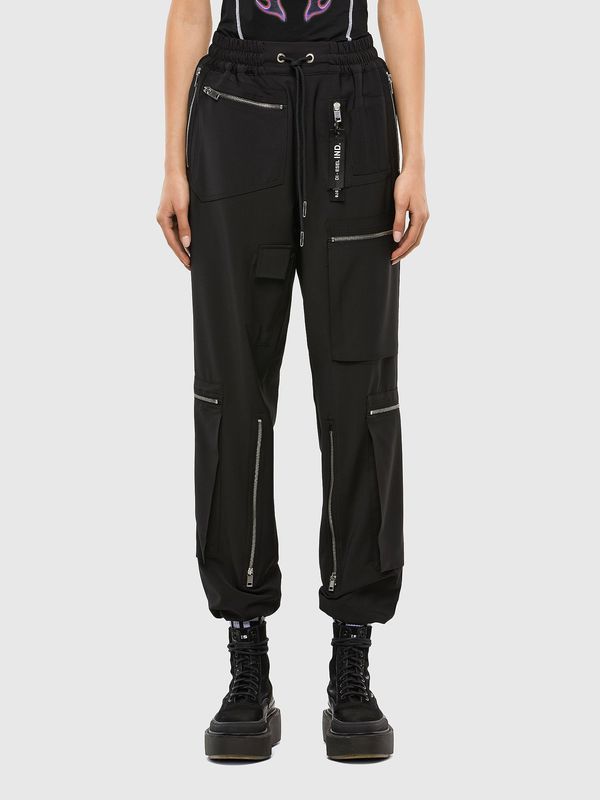 Diesel Diesel Trousers - PLEXA black with zippers