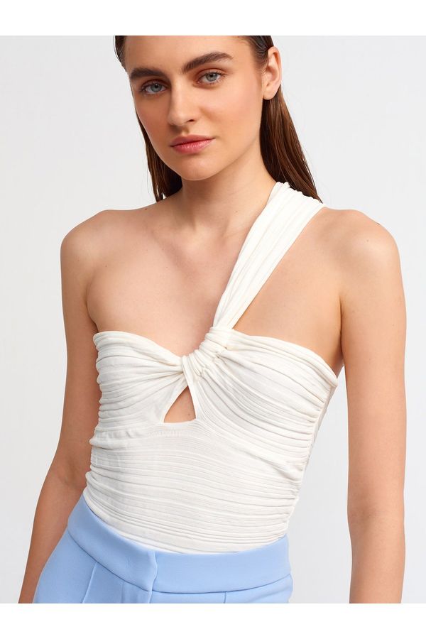 Dilvin Dilvin 10168 One-Shoulder Knitwear Bustier-ecru