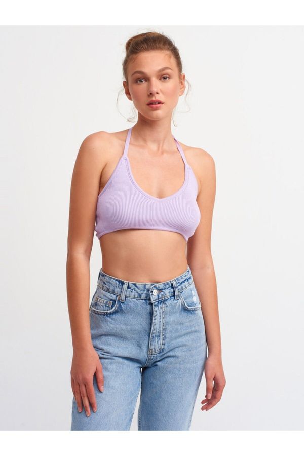 Dilvin Dilvin 1061 Lace-Up Back Tricot Bralette Lilac