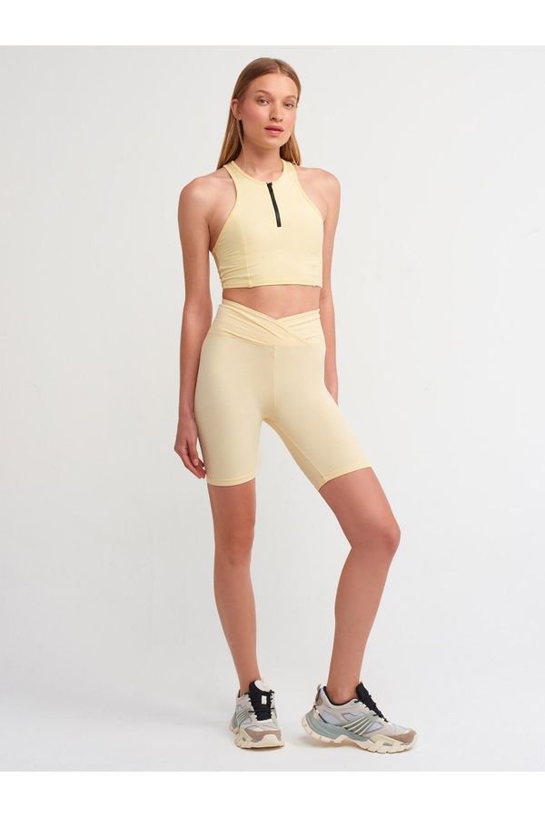 Dilvin Dilvin 7936 Belt Detailed Short Leggings-c.yellow.