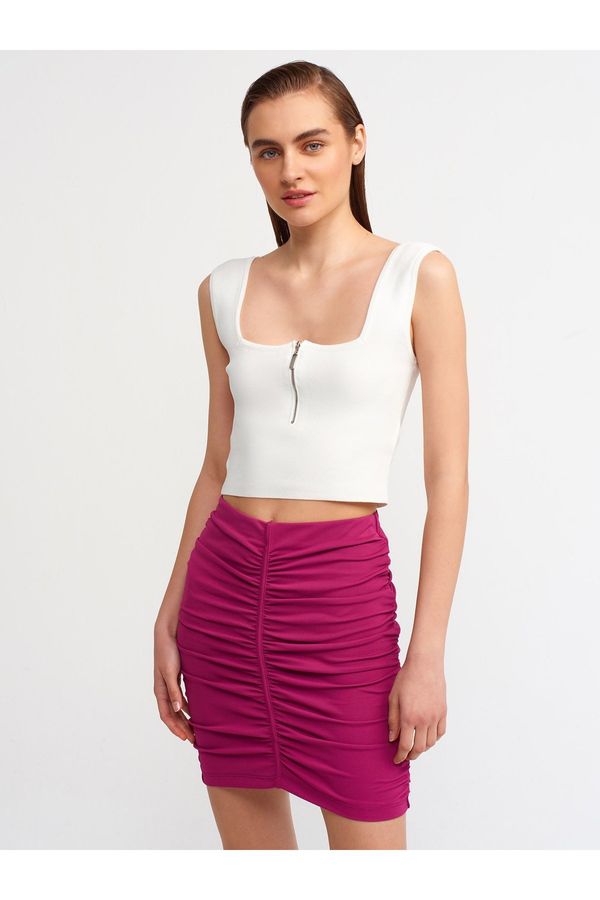 Dilvin Dilvin 80300 Pleated Mini Skirt-magenta