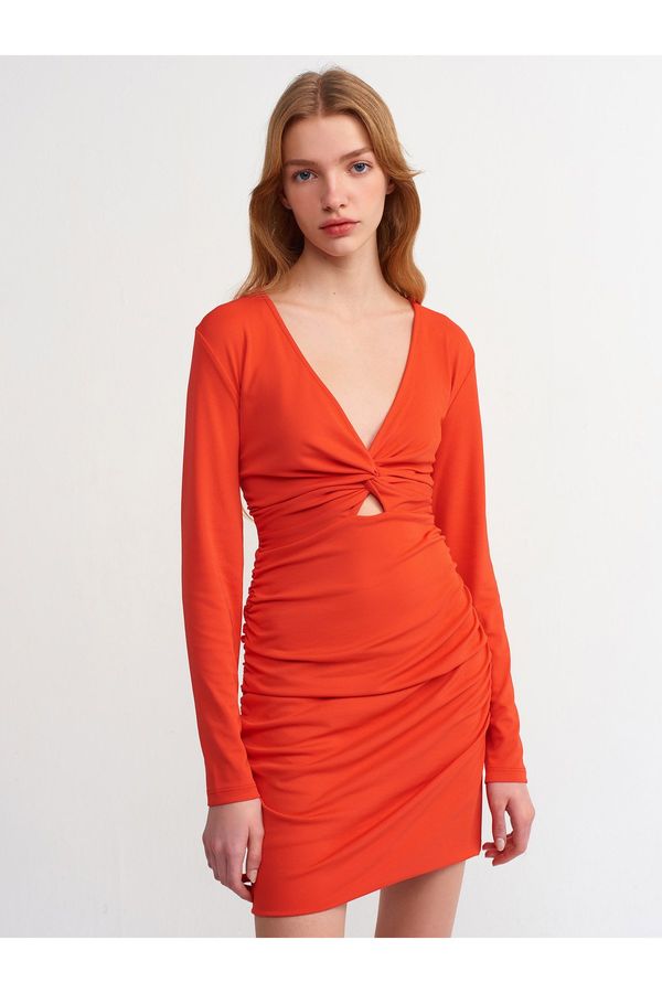 Dilvin Dilvin 90300 Draped Dress-red