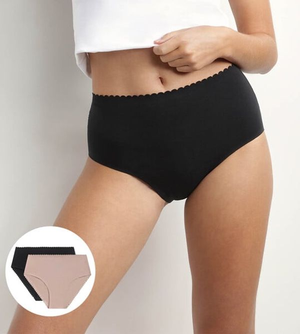 DIM DIM BODY TOUCH HIGHWAIST BRIEF - Women's panties 2pcs - black - beige