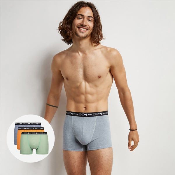 DIM DIM COTTON STRETCH BOXER 3x - Men's boxer briefs 3 pcs - light blue - orange - light green