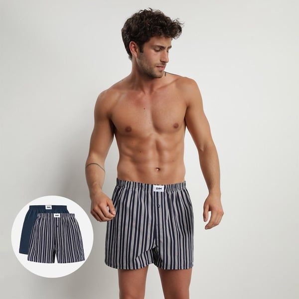 DIM DIM ECOSMART LOOSE BOXER 2x - Men's loose boxers 2 pcs - gray - dark blue