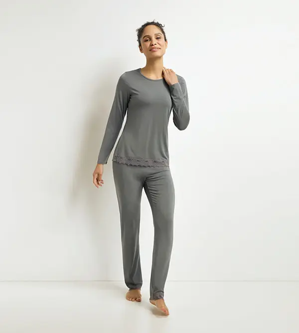 DIM DIM MODAL PYJAMAS SET - Women's Modal Pajamas - Grey