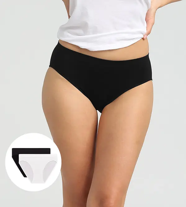 DIM DIM SEAMLESS MAXI BRIEF 2x - Women's Seamless Panties 2 pcs - Black - White