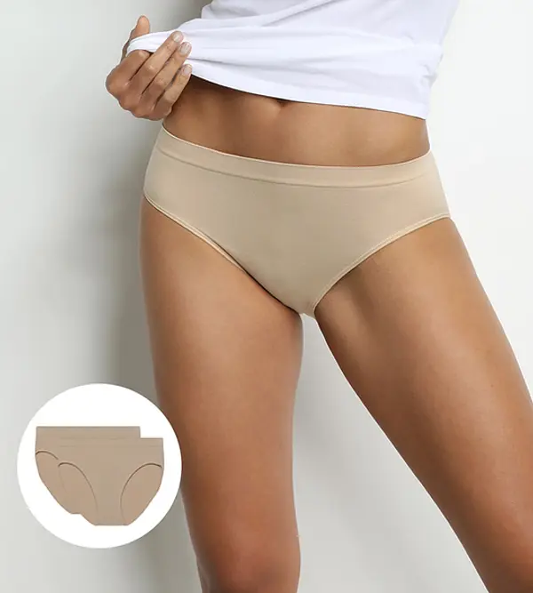 DIM DIM SEAMLESS MAXI BRIEF 2x - Women's Seamless Panties 2 pcs - Nude