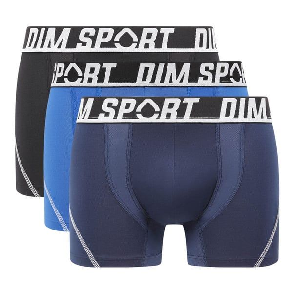 DIM SPORT DIM SPORT MICROFIBRE BOXER 3x - Men's Sports Boxer Shorts 3 pcs - Black - Blue