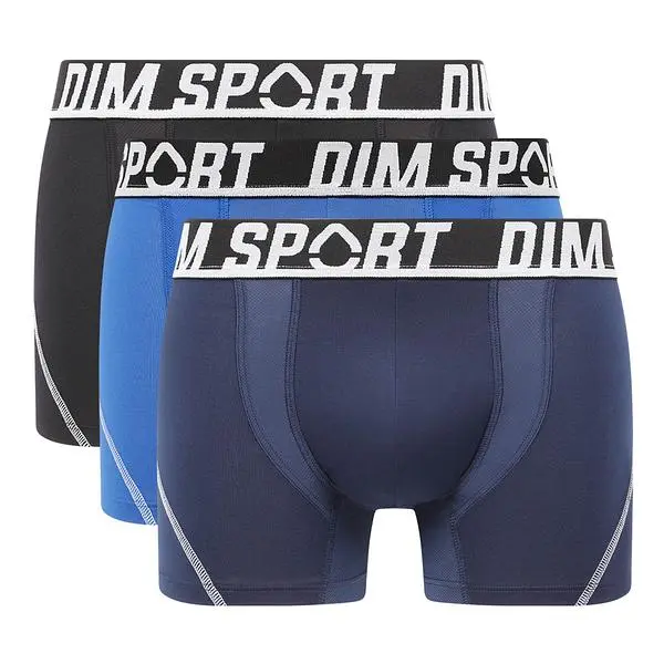 DIM SPORT DIM SPORT MICROFIBRE BOXER 3x - Men's Sports Boxer Shorts 3 pcs - Black - Blue