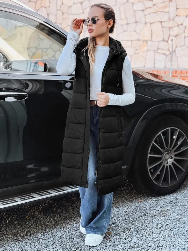 DStreet Dolg črn prešit brezrokavnik