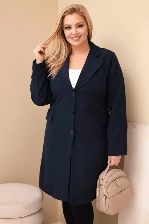 Kesi Włoski Dolg plašč Kesi Włoski Plus Size, temno moder