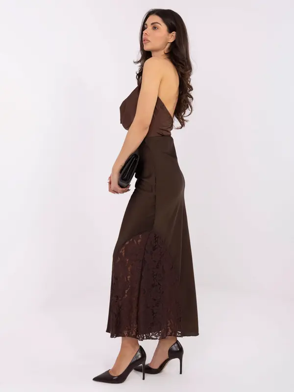 RUE PARIS Dolgo rjavo krilo s čipko