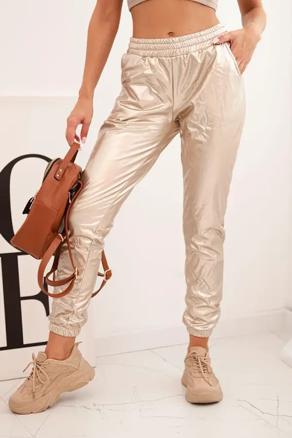 Kesi Double-layer trousers with beige velour
