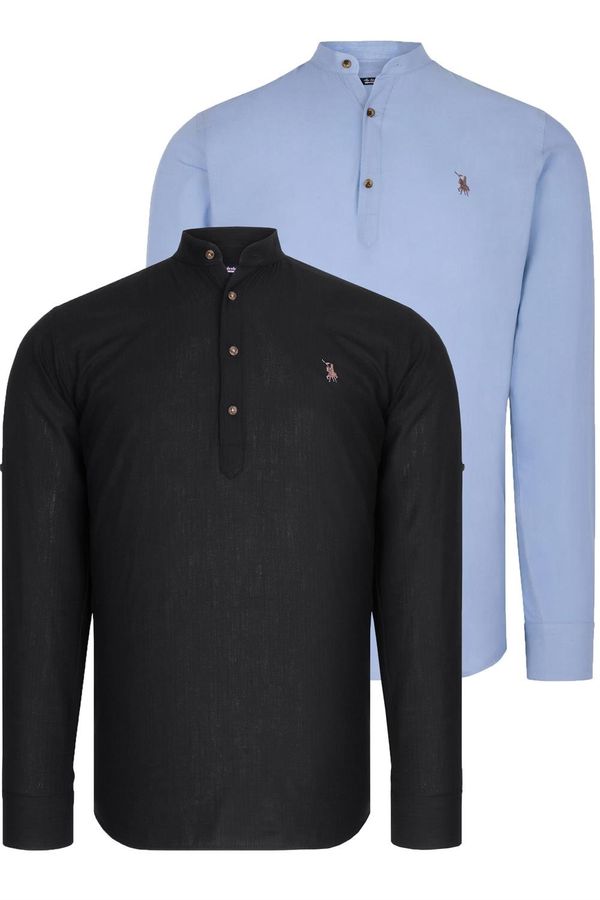 dewberry DOUBLE SET G783 DEWBERRY JUDGE COLLAR SHIRT-BLACK-BLUE