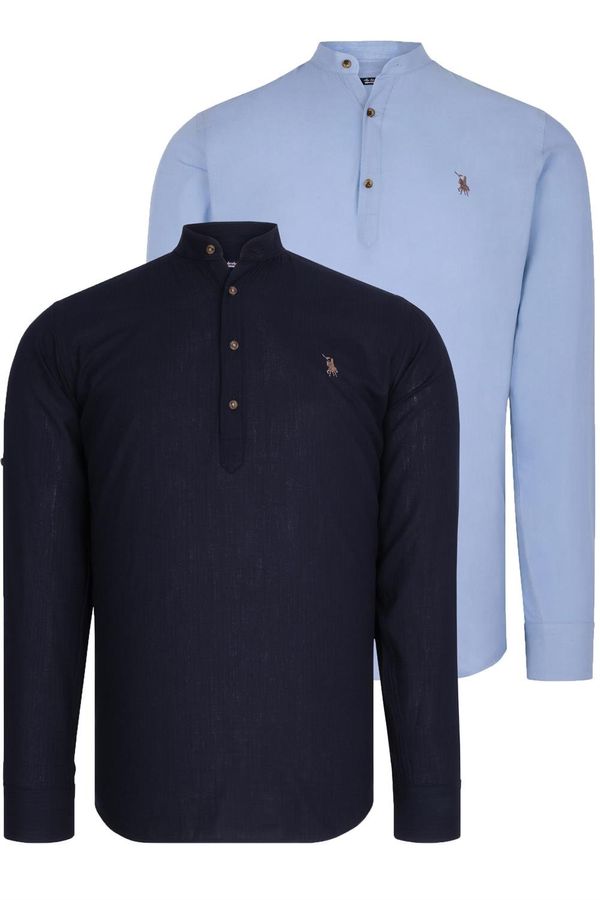 dewberry DOUBLE SET G783 DEWBERRY JUDGE COLLAR SHIRT-NAVY-BLUE