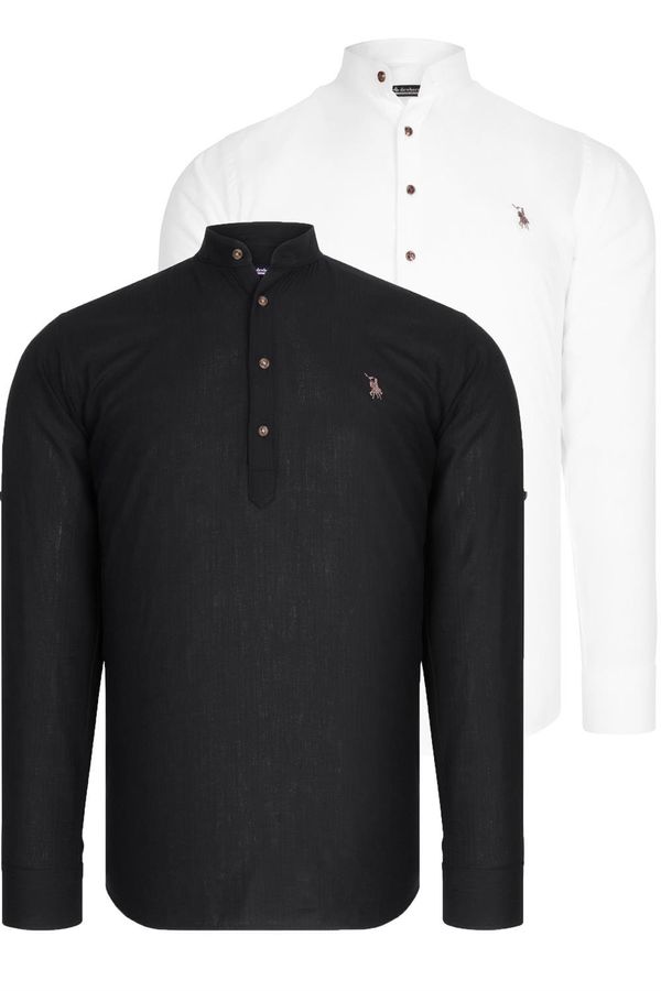 dewberry DOUBLE SET G783 DEWBERRY JUDGE COLLAR SHIRT-WHITE-BLACK