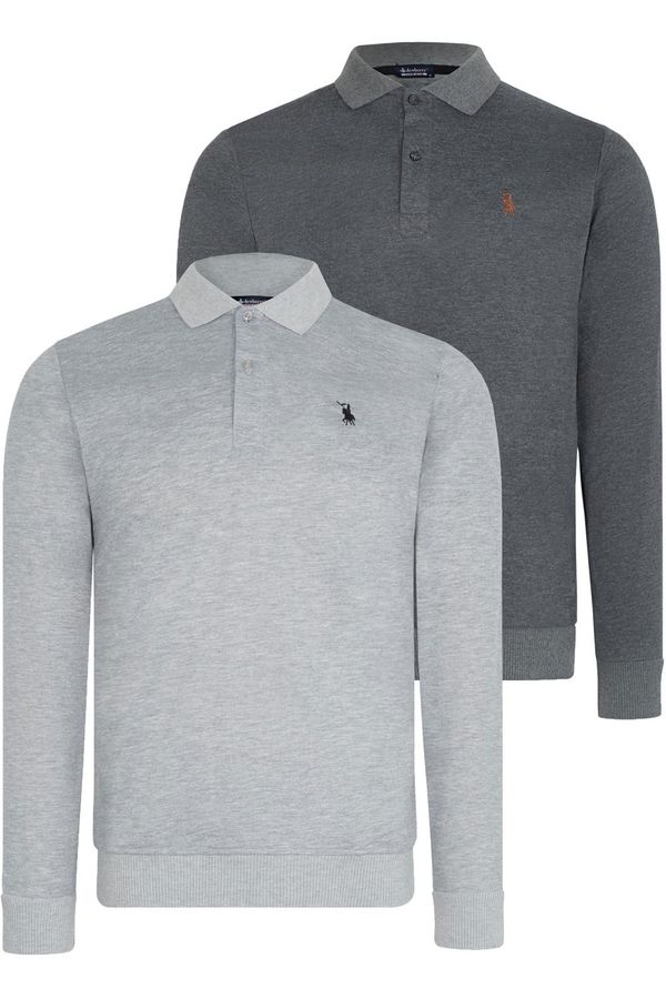 dewberry DOUBLE SET V4007 DEWBERRY MEN'S SWEATSHIRT-ANTHRACITE-GREY