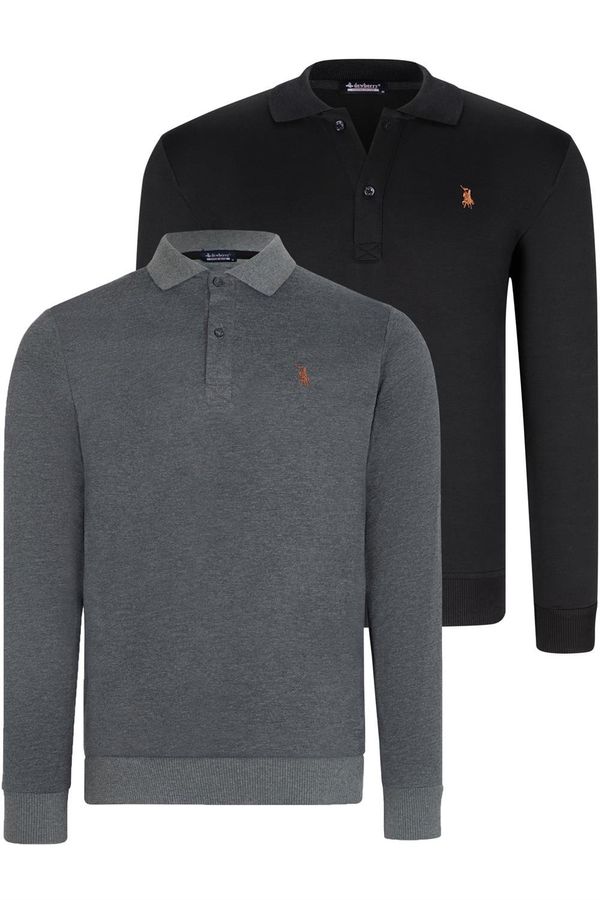 dewberry DOUBLE SET V4007 DEWBERRY MEN'S SWEATSHIRT-BLACK-ANTHRACITE